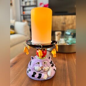 Vintage CM Redwine Cat Pillar Candle Holder